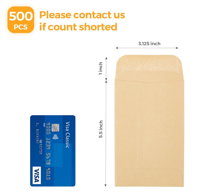 ACSTEP ACKO #5 Coin Envelopes 3 1/8 x 5 1/2 Small Parts Envelope with Gummed Flap for Home, Garden or Office Use, Brown Kraft Seed Envelopes Tip Envelopes 500packs - Image 2